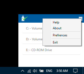 Options windows menu