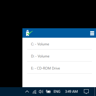 Options window activated on taskbar icon double click
